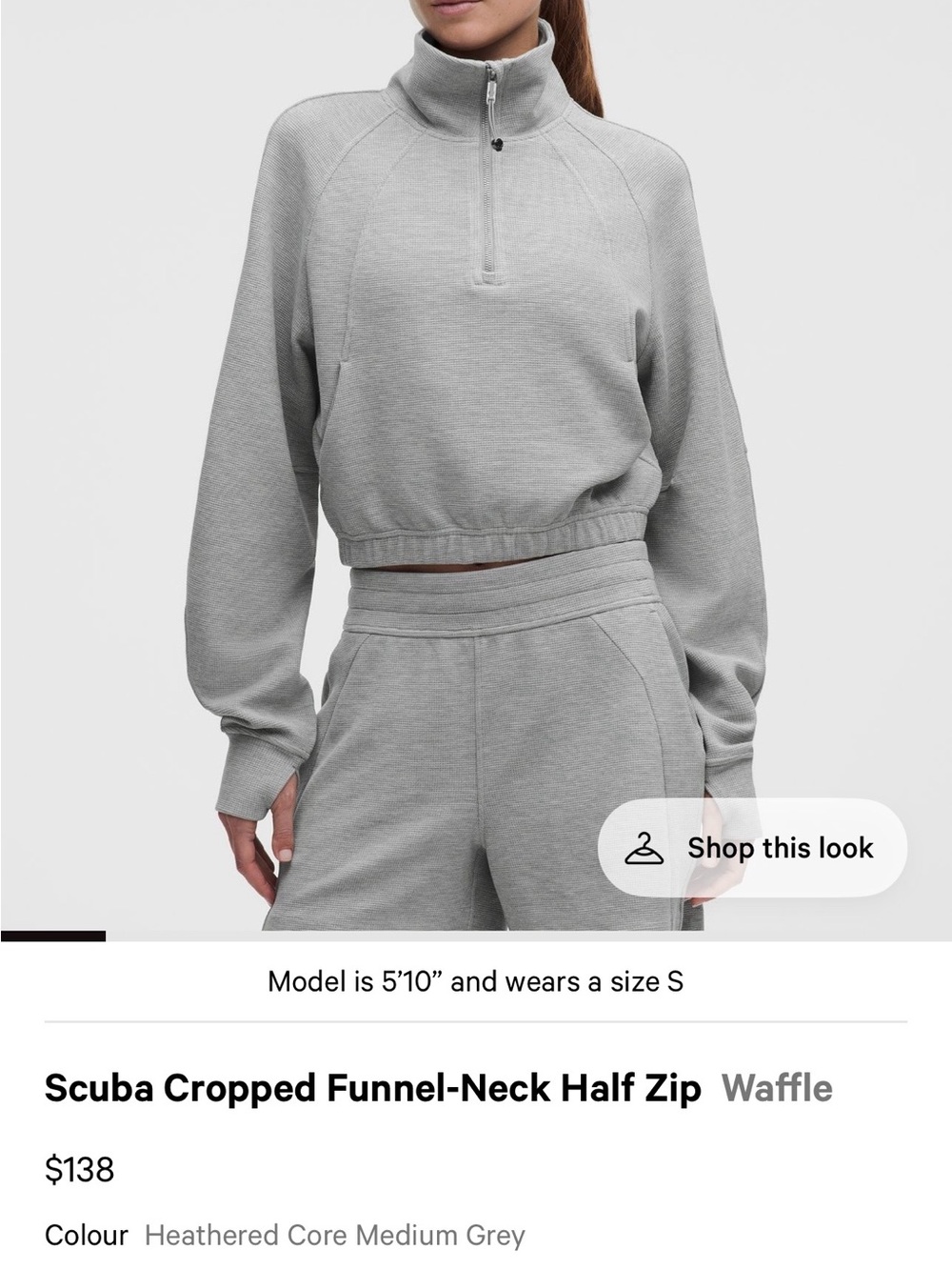 Lululemon Waffle Scuba Funnel Neck Half Zip Pullover Grey - Medium - Picture 8 of 15